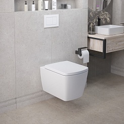 Ambassador Унитаз Kingston подвесной безободковый белый с сиденьем микролифт – фотография-5